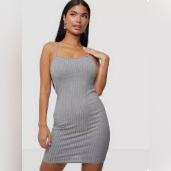 Grey Lab Knit Ribbed BodyCon Stretch Gray MiniDress Small best for sizes 0-4 EUC - Picture 1 of 5